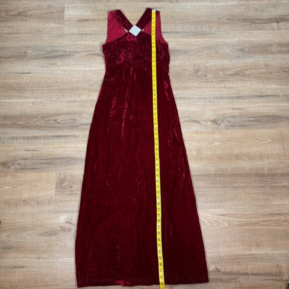 Vintage Red Velvet Maxi Dress Formal Classic Vamp S - Picture 7 of 8